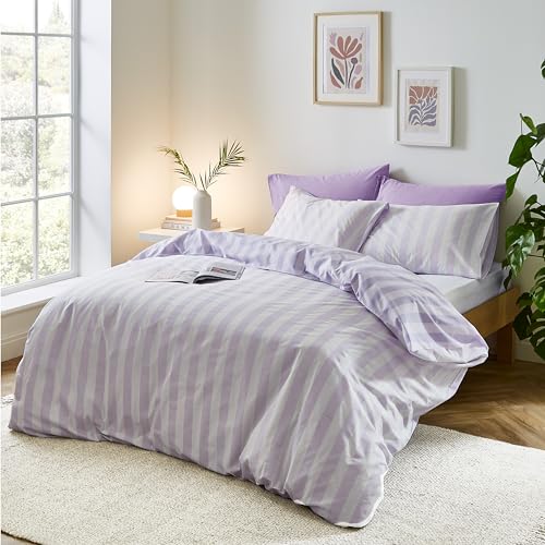Sassy B Parure de lit réversible avec Housse de Couette et taie d'oreiller Lilas