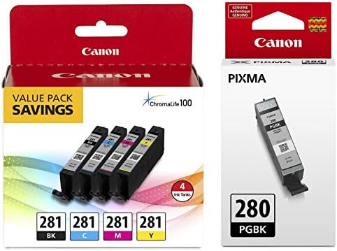 Canon CLI-281 BKCMY 4-Color Ink Tank Value Pack (2091C005) PGI-280 Pigment Black Ink Tank (2075C001) — 사진 4