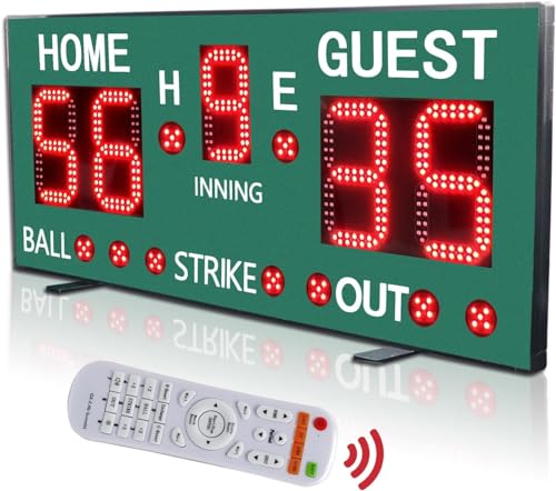 YZ LED Baseball/Softball Scoreboard for Fence, High-Light Digital Scoreboard with Remote, Rechargeable Wireless Electronic Baseball Scoreboard, Score Keeper with Innings Balls Strikes Outs Outdoor