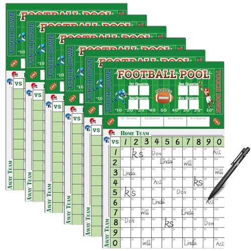 6 Pcs Football Pool Posters 17x11 inch for Super Bowl 2026