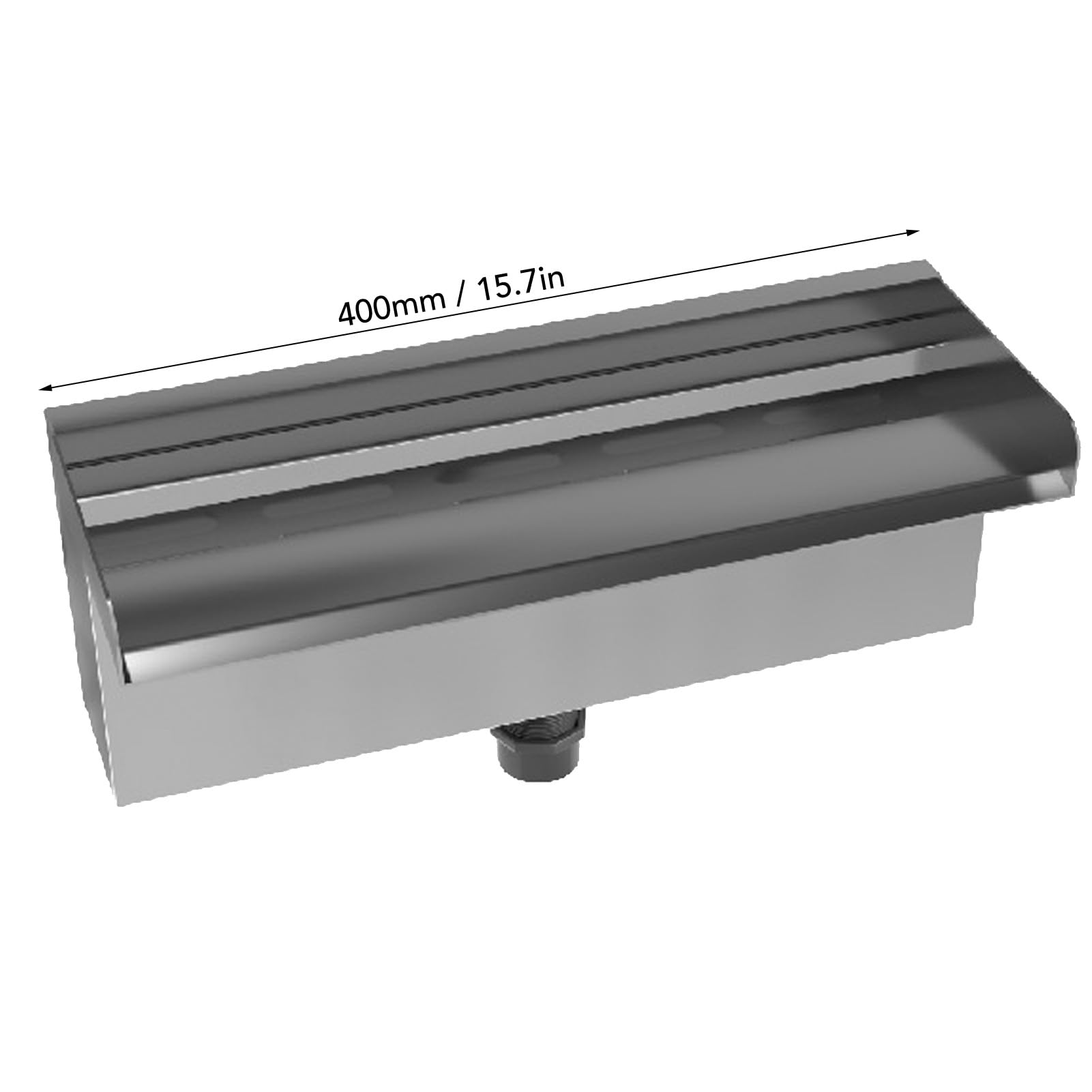 Asixxsix Ambas en la Cascada, Fuentes Al Aire Libre de Acero Inoxidable Negro, Kit de Cascadas con Conector de Tubería, Vertenga Rectangular de Agua para Nadar, Piscina (400 mm)