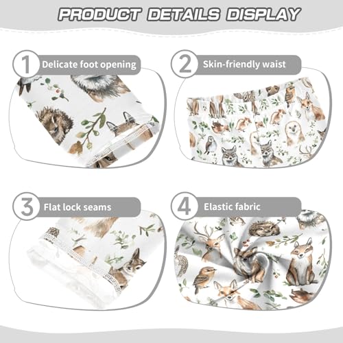 senya Girls Printed Leggings Yoga Pants Forest Animals Fox Owl for Kids in 4t to 10 Years, 4T3