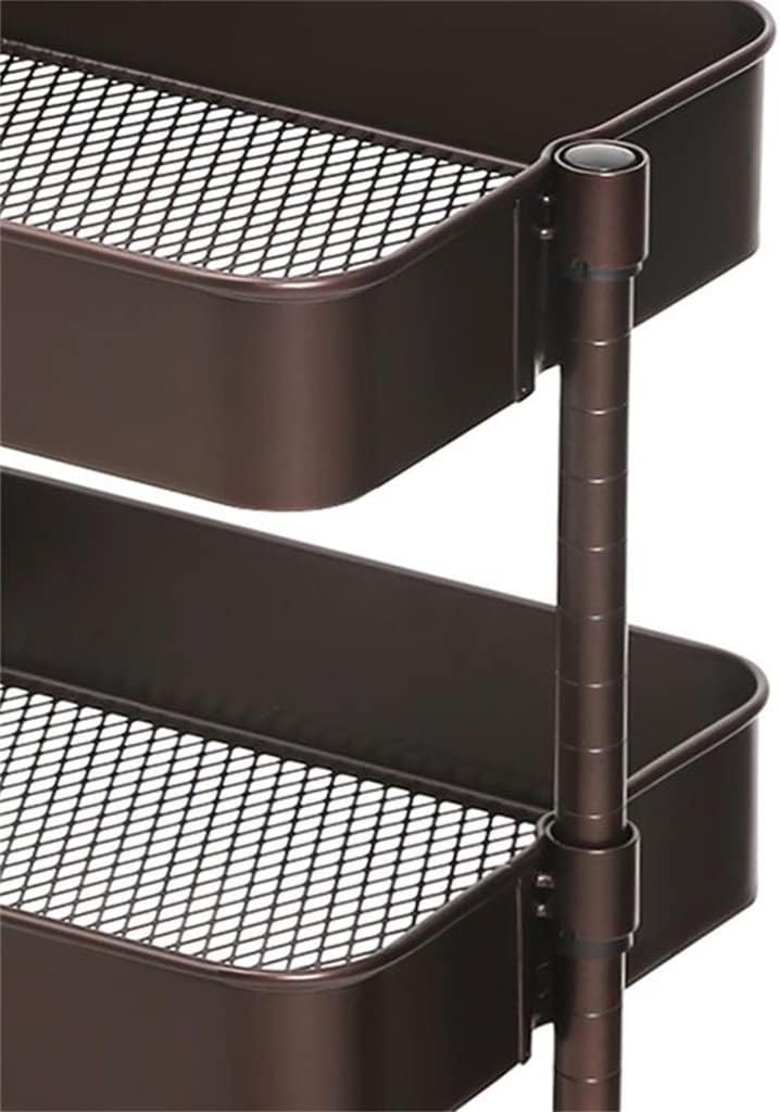 3-Tier Metal Rolling Cart, Utility Cart with Adjustable Shelves, Storage Trolley with 2 Brakes, Easy Assembly