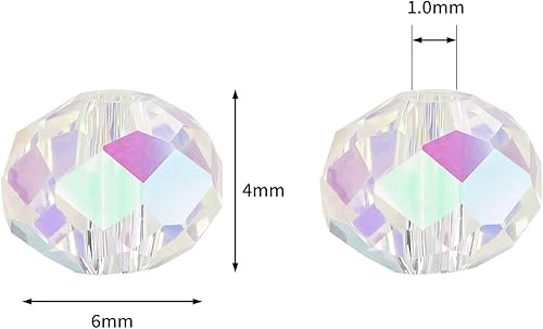 Miniatura 2 de FZH 0.236 in White AB Rondelle para la fabricación de joyas 850pcs Forma de Briolette facetada Cristal Espaciador Perlas Surtidos Suministros