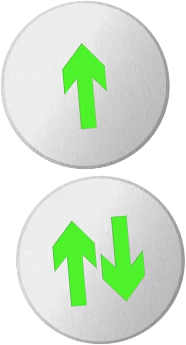 TEHAUX Stainless Steel Arrow Safety Sign Led Exit Signs Glow in The Dark 2 Pack for Safety