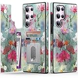 Goodon for Samsung Galaxy S23 Ultra Case Wallet - Flip Folio Leather Cover with Trendy Floral Design, 3 Card Slots & Kickstand Function, Protective Phone Case for Women and Girls - Designer Flowers
