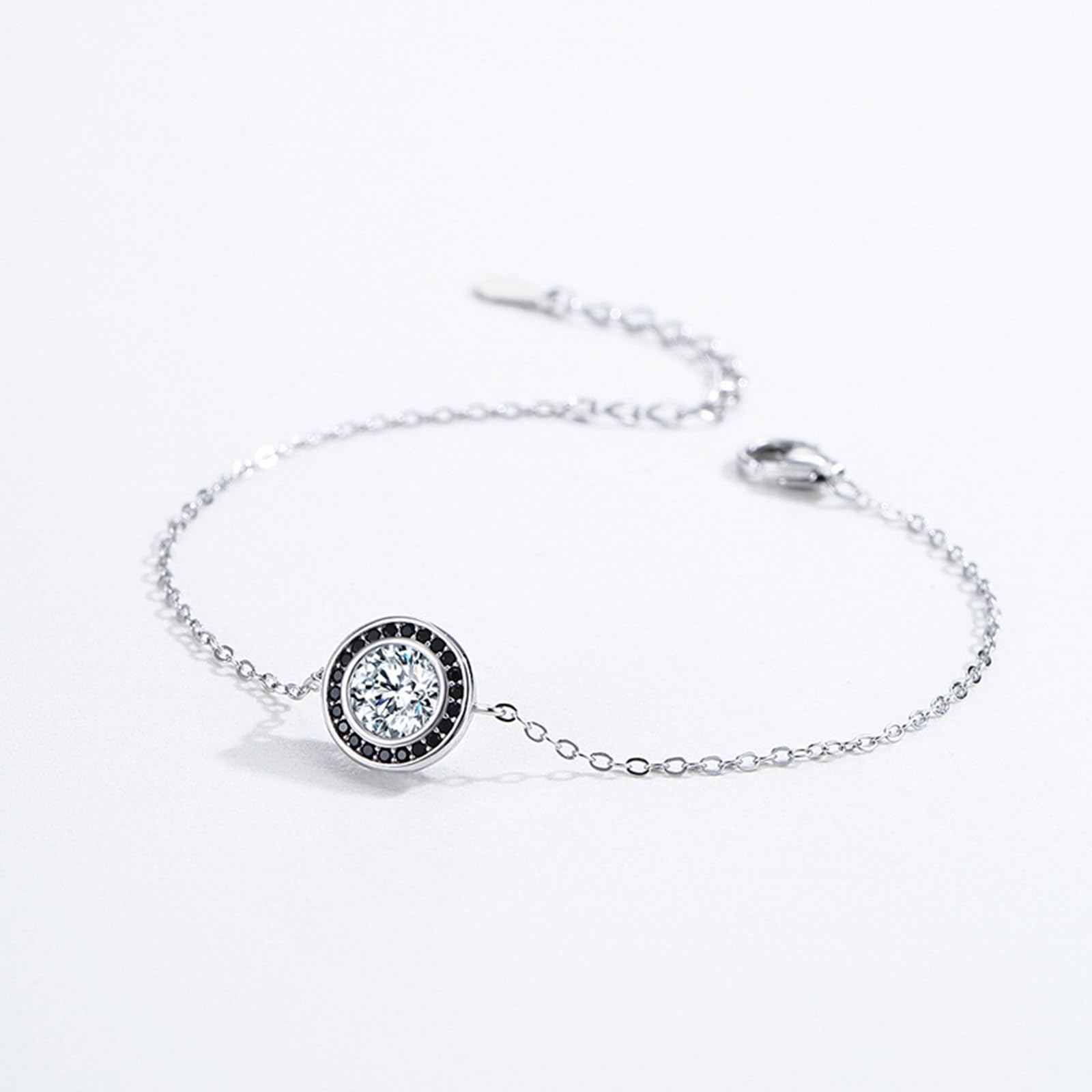 Pulseras de amistad geniales para mujer, diamantes de laboratorio y ónix negro, pulseras a juego para ella,
