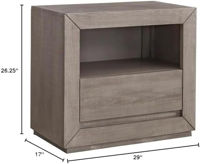Progressive Furniture Palisades 1-Drawer Wood Nightstand in Stone Gray-Beige