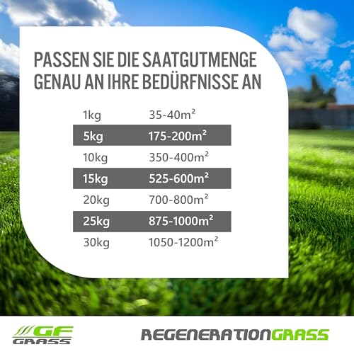 Rasensamen schnellkeimend Frühjahr 5kg, Grassamen für Neuansaat und Nachsaat, schnell wachsender Rasen, Rasensaat ideal gegen Lücken, ausreichend für ca. 175-200m²