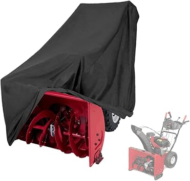 SUNSURE Snow Thrower Cover Outdoor Waterproof Universal Snow Blower Cover UV Protection Heavy Duty 420D Two Stage Snow Blowers Cover with Drawstring & Carry Bag, Black S 32" L x 43" W x 35/50" H