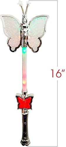 Miniatura 3 de ArtCreativity Bastón de mariposa giratorio multicolor con mango LED, varita de mariposa iluminada de 16 pulgadas para niños, divertido accesorio de