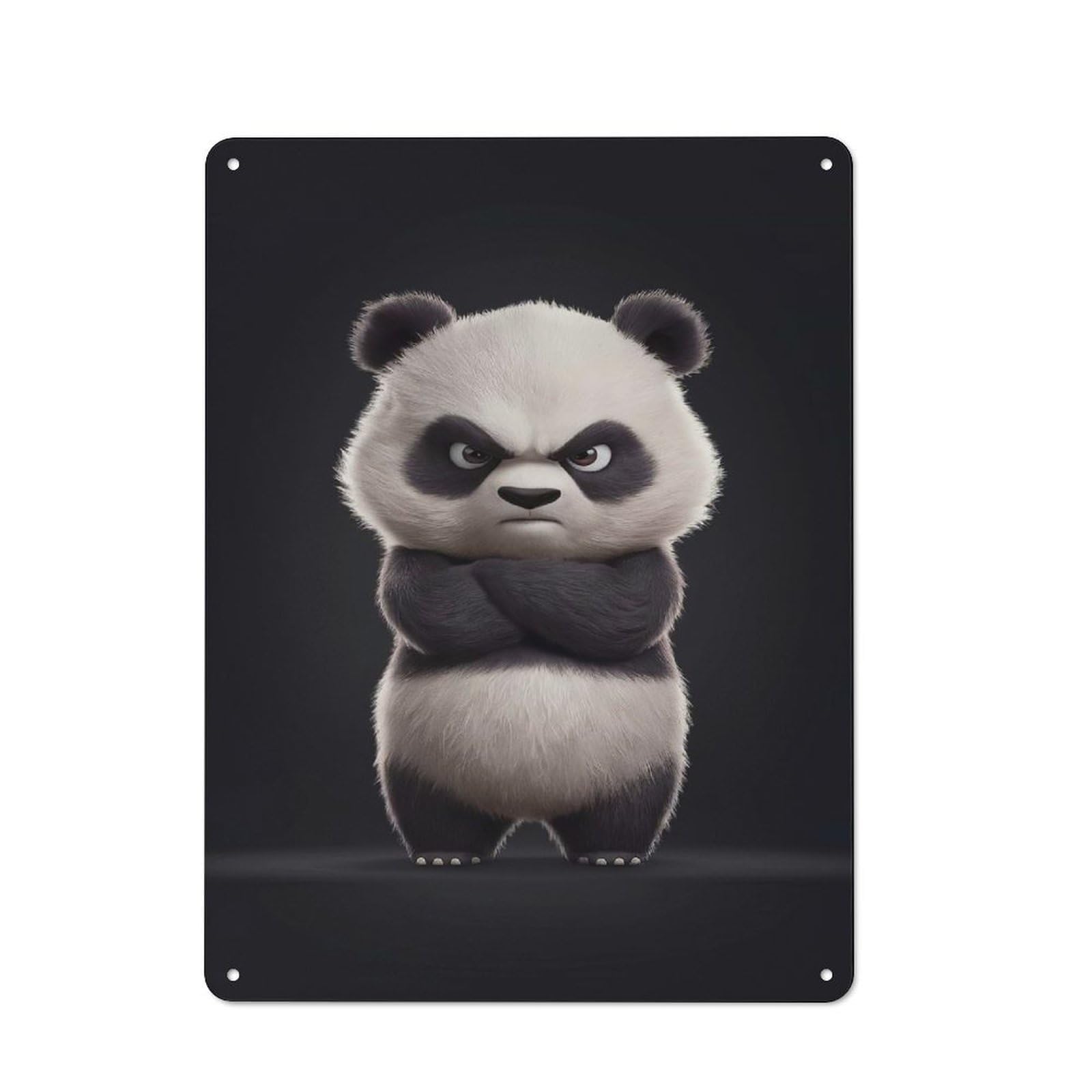 Retro Metal Sign 40x30cm Featuring Angry Panda, Home Bar Decor for Pub, Home Bar, Shed Or Man Cave