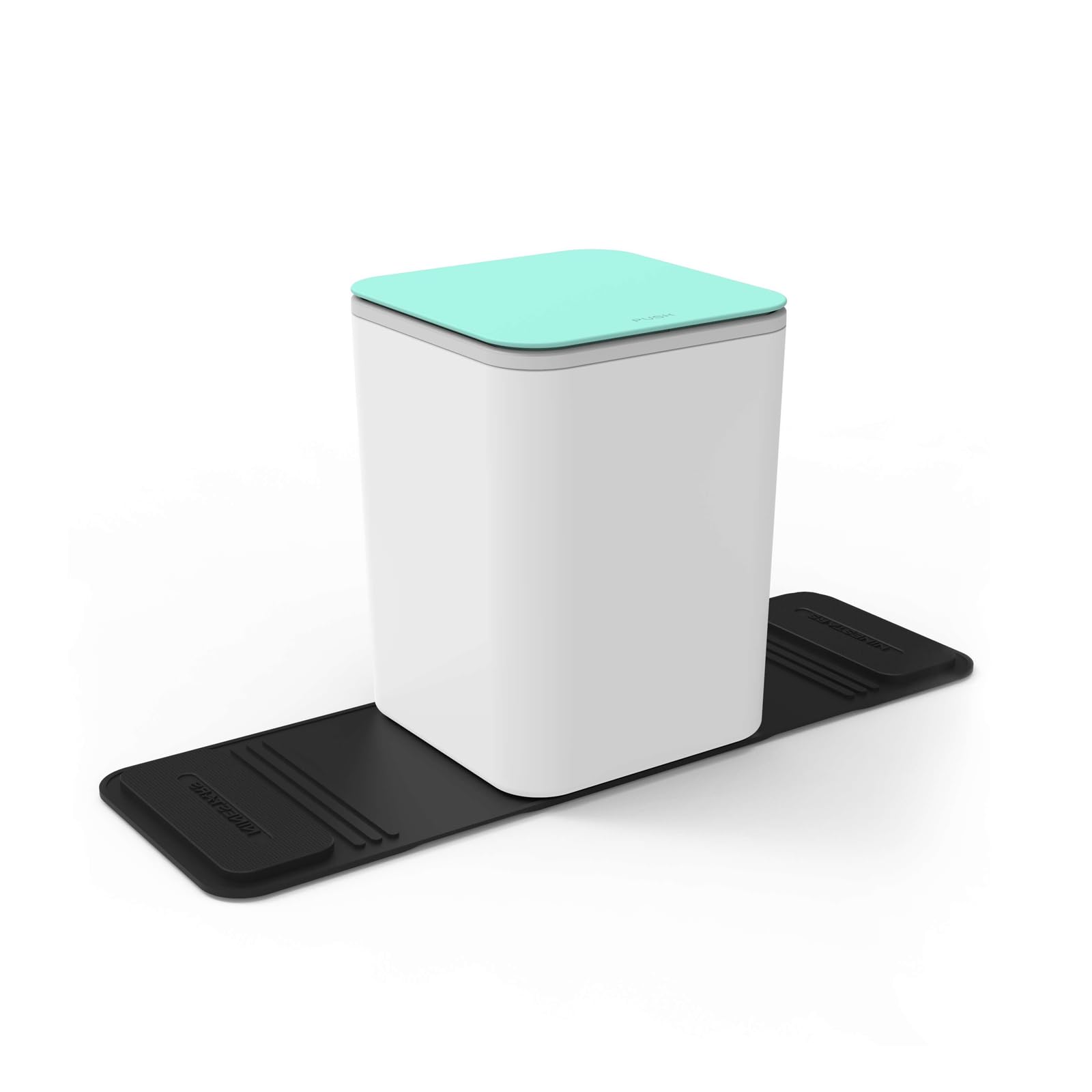 Mini Car Trash Can with Press Lid, Leakproof One-Piece Design, ABS Plastic Garbage Bin with Stainless Steel Spring for Auto Interior (White)