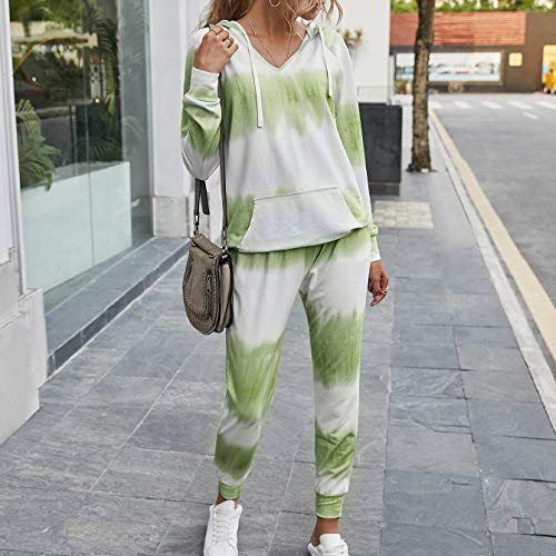 Sonline Casual Sportswear 2 Piece Women'S Top and Pants Suit Autumn Fashion Pullover Tie-Dye Hoodie Suit Women Purple S - Image 5