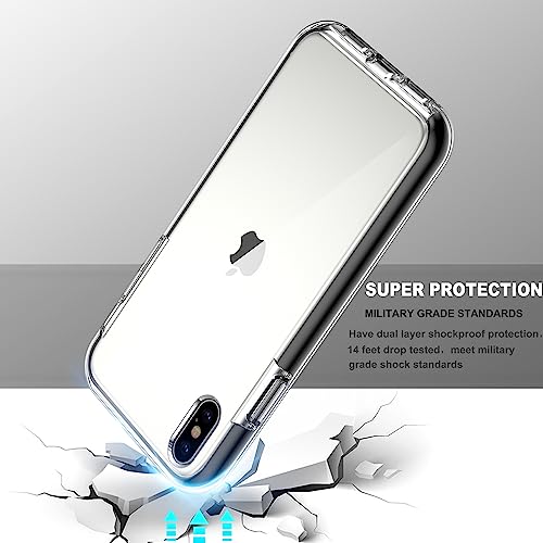 Coolqo Compatible For Iphone X Case/Iphone Xs Cases 5.8 Inch, With [2 X Tempered Glass Screen Protector] Clear 360 Full Body Coverage Silicone [Military Protective] Shockproof Phone Cover - Black #TOP4