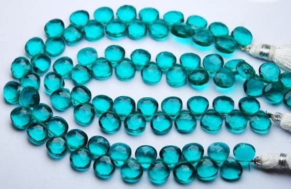 Quartz bleu paon 8mm perles cœur facetté pour création bijoux DIY
