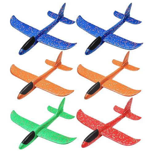 Foam Glider Planes for Kids 6 Pack Foam Aeroplanes Outdoor Flying Toys with Durable Construction Lightweight Foam Airplanes for Recreational Play Easy Launch Design for Smooth Flight Performance