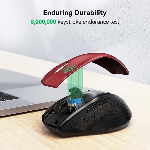 Image of TECKNET Wireless Mouse, 2.4G USB Computer Mouse with 6-Level Adjustable 4800 DPI, 30 Months Battery, Ergonomic Grips, 6 Buttons Portable for PC, Chromebook, Mac (Red)