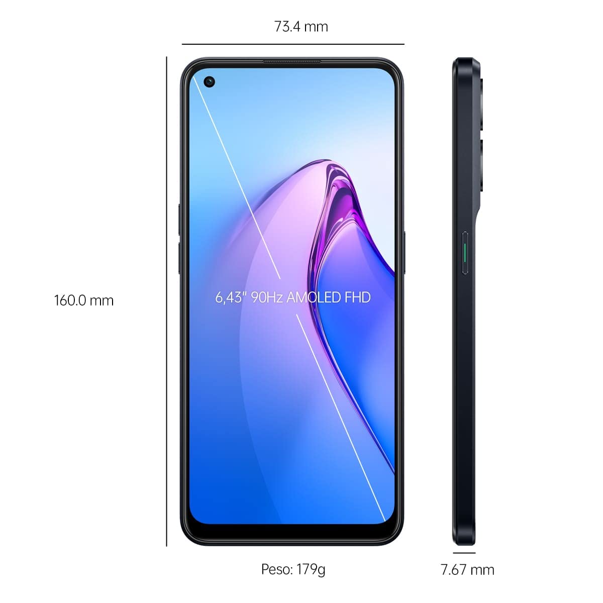 OPPO Reno8 5G - Teléfono Móvil Libre, 8GB+256GB, Cámara 50+8+2+32