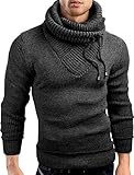 grobstrick pullover herren zopfmuster Slim fit Schnitt Grin&Bear Slim fit Schalkragen Pullover Grobstrick Strickjacke Herren, anthrazit, XL, GEC555