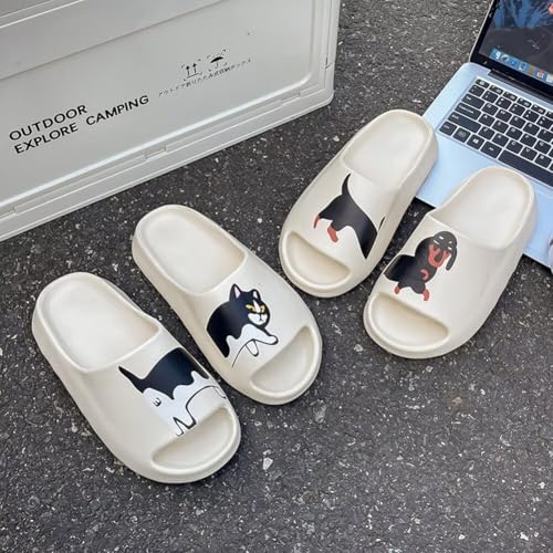 OJXTRDE Dackel Hausschuhe Herren Damen Sommer Wolke Schieber mit dicker Sohle Lustige Neuheit Haustier Katze Wurst Hund Pantoffeln für Badelatschen Pool Strand Haus innen/außen