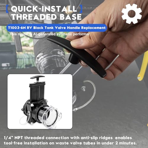 Image of T10036N RV Dump Valve Handle Replacement | Spiral-Reinforced RV Waste Valve Handle with Extended Grip, Compatible with Valterra Bladex 3 inch & 1.5 inch Waste Valves | 2-Piece Kit