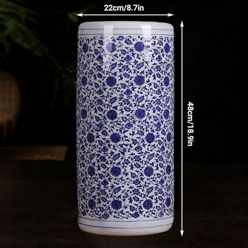 Porte-parapluie en céramique rétro bleu et blanc | Vaso Flora - 3