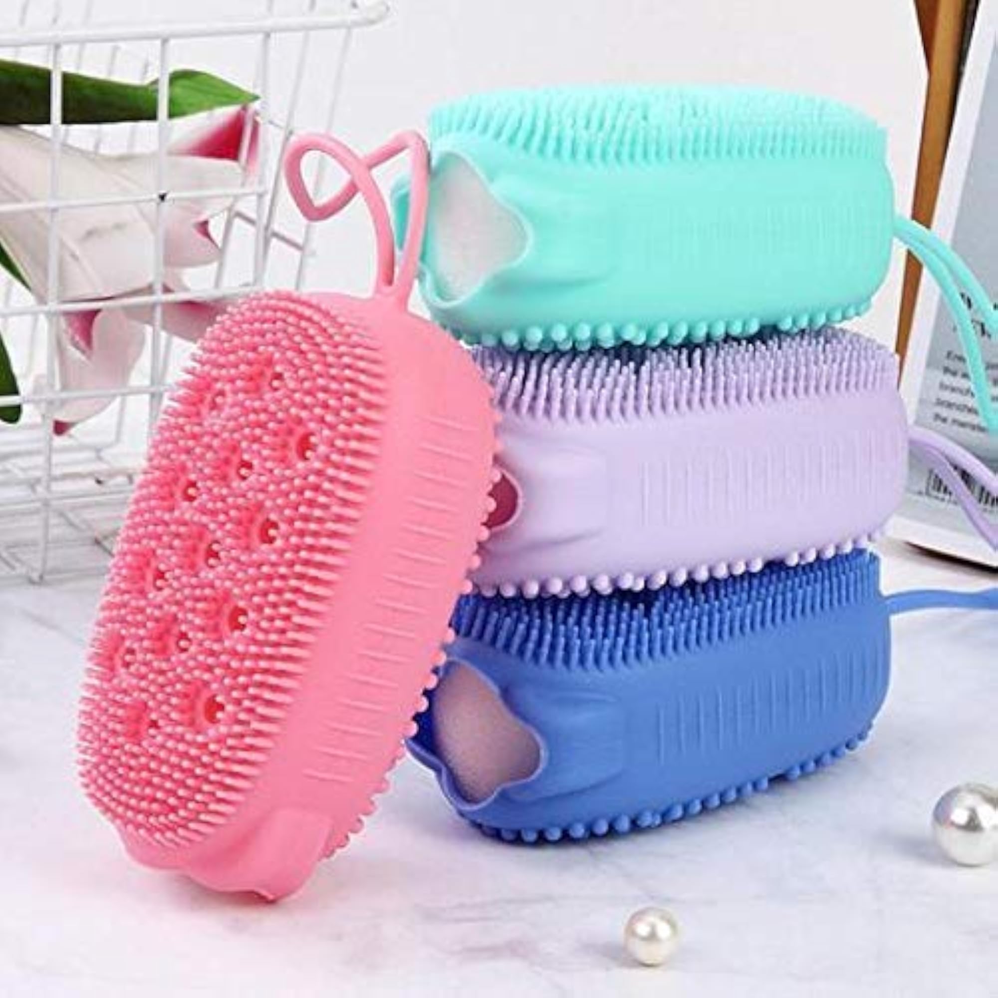 Silicone Back Scrubber Bath Brush Washer for Dead Skin Removal