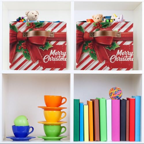 Image of Aslsiy Storage Basket Holiday Bows Christmas Decor (3) Nursery Bins Baby Box Canvas Clothes Shelf Basket Laundry Hampers 2 Pcs
