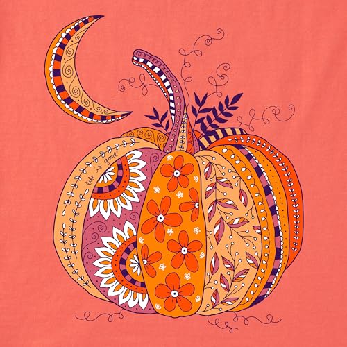 Life is Good Women's Crusher Tee, Short Sleeve Cotton Graphic T-Shirts, Doodle Pumpkin2