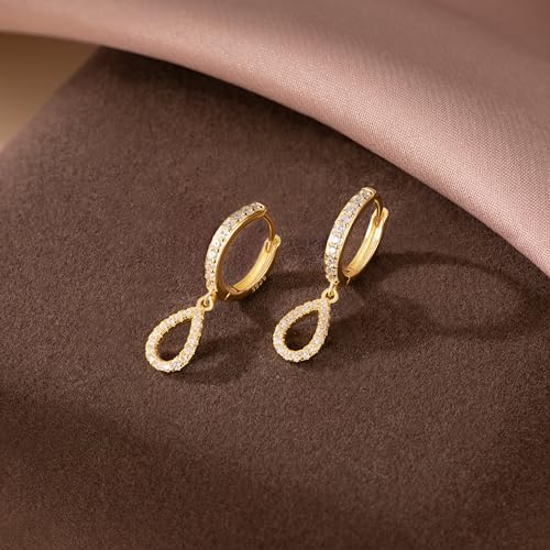 SLUYNZ 925 Sterling Silver Small Teardrop Hoop Earrings for Women Teens CZ Hoop Earrings Dangle Waterdrop Hoop Earrings2