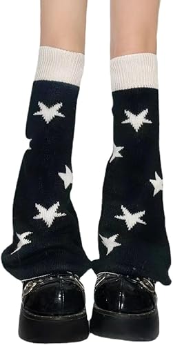 Miniatura 5 de Star Graphic Women Leg Warmers Y2k Gothic Knit Keen High Socks Grunge Punk Winter Cuffs Japanese Preppy Stockings