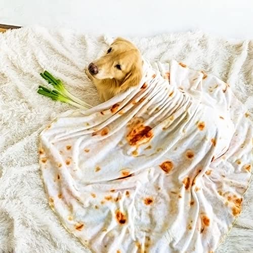 Acteb Burritos Tortilla Blanket For Kids & Pets 41In, 300Gsm Double Sided Print Novelty Soft Flannel Wrap Swaddle Round Throw Blankets Home Decor Food Taco Tapestries #TOP2