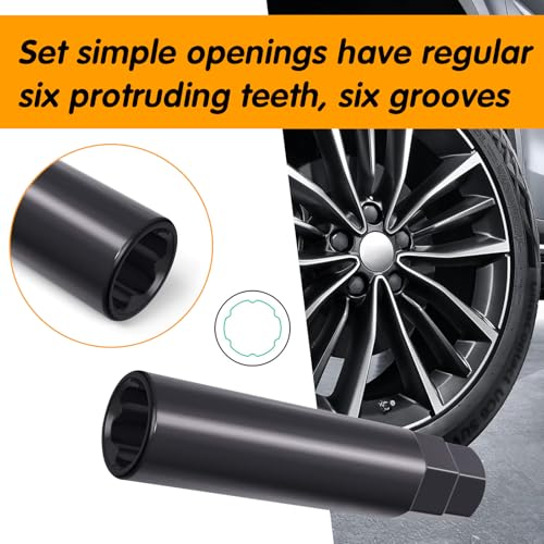 Image of ijuicy 6 Spline Lug Nut Socket, Wheel Lug Nut Removal Tool, Lug Nut Key with 3 /4 Inch and 13 /16 Inch Hex, Suitable for 1 /2 Inch M12x1.5 M12x1.25 Lug Nuts (Black)