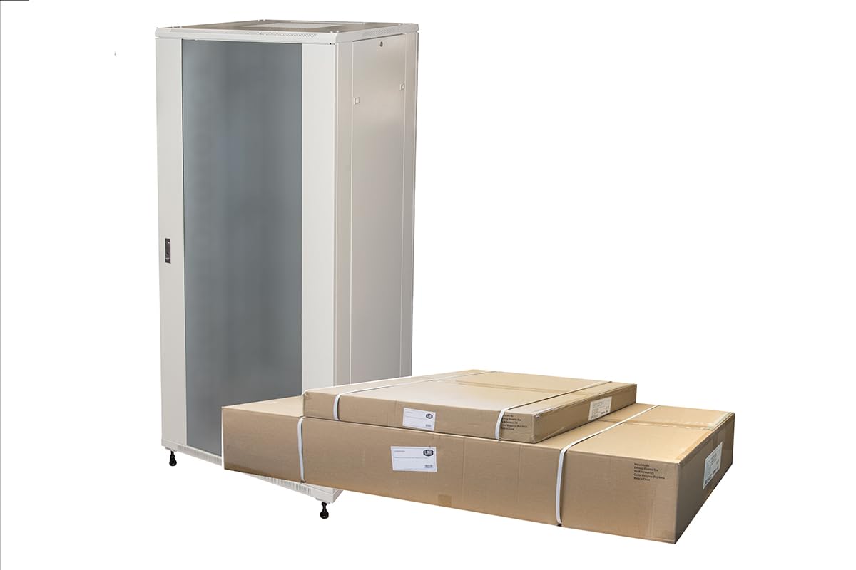 ARMADIO RACK 19" 42U (A)2055, (L)800, (P)800 COLORE GRIGIO PORTA VETRO DISASSEMBLATO CON GUIDACAVI LATERALE