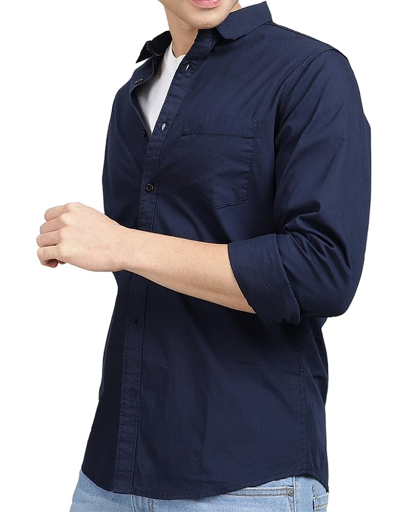 Noble MonkMen's Regular Fit Casual Shirt |Full Sleeve| Polo Neck |Formal Shirts for Men