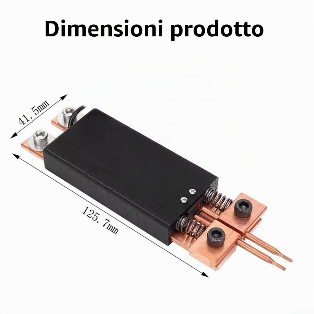 Saldatrice a punti a batteria DC412V progettata per prestazioni con ottone spesso, include 2 aghi concentrici e molle per una saldatura efficace