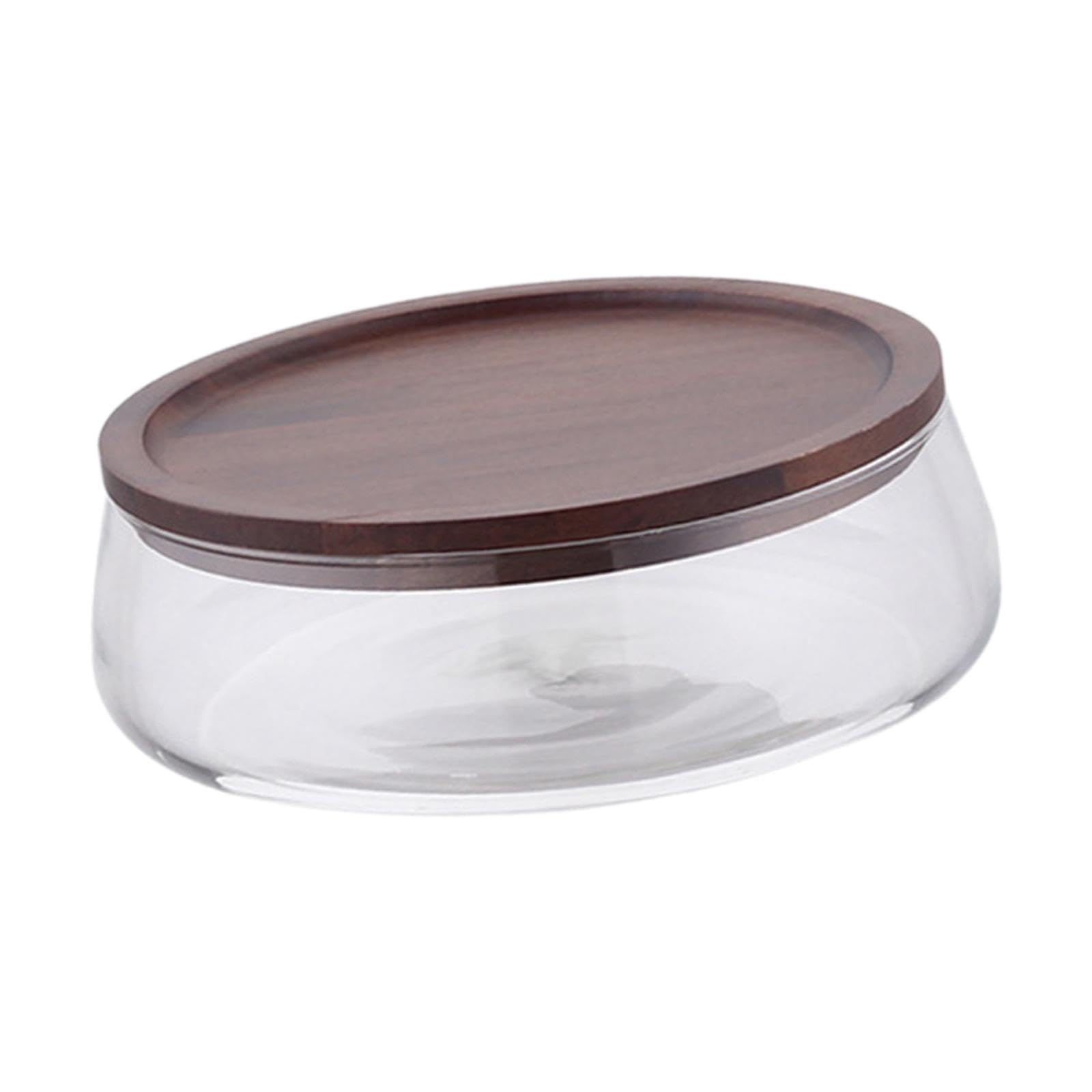 Bandeja para snacks de vidrio y madera de 19x7cm expositor de postres