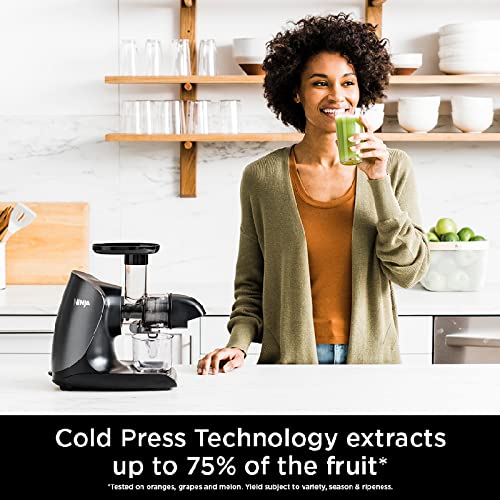 Presse-agrumes à Froid Ninja - Carafe 700 Ml - Récipient à Pulpe 1,1 L - Technologie Cold Press - Compact