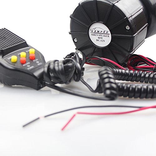 Gampro Car Recording Siren Speaker, 12V 80W 3 Tones Car Siren Horn Speaker And Mic Pa Speaker System With Recording Function, Volume Control, Switch On-Off Function, Status Indicator Light #TOP4