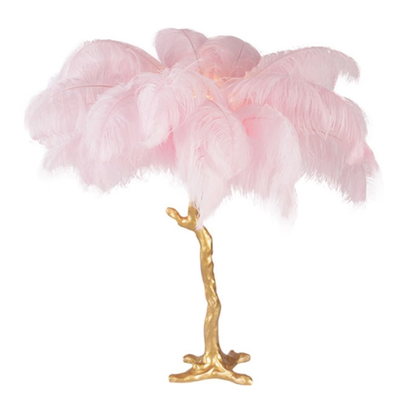 SMTYXS LED Feather Table Lamp Living Room Bedside Luxury Ostrich Decor Desk Resin Art Floor Lamps Night Light Elegant Luxurious(Pink,H80cm 28 Feathers)