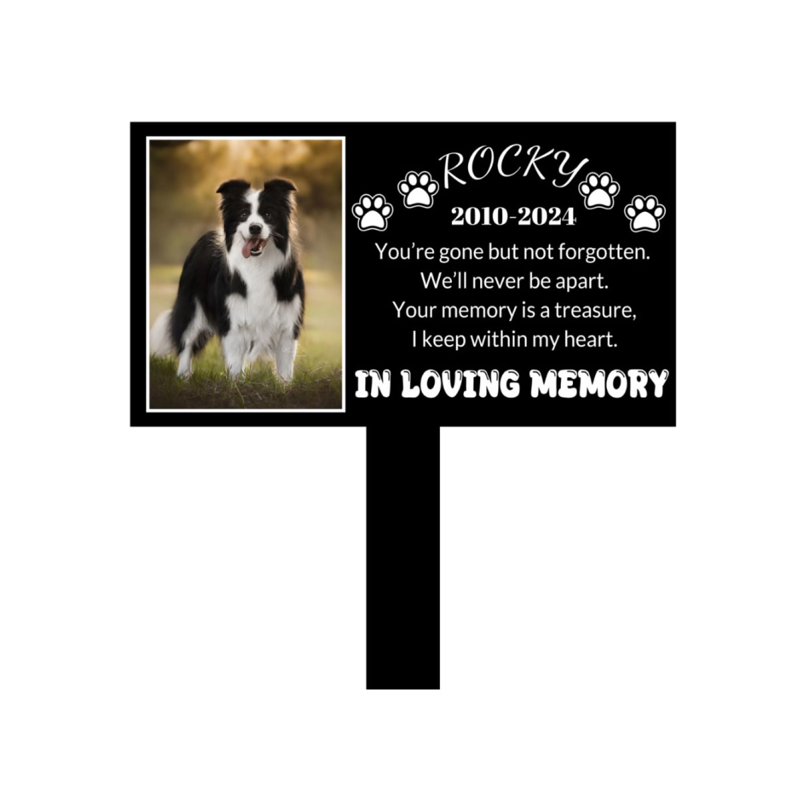 Custom Dog Cat Metal Memorial Grave Markers Sign Garden Stake Outdoor, Sympathy Cemetery Remembrance Gifts for Loss of Pet Burial Marker Tombstone Headstone with Picture Name Yard Plaques (Pet-Photo)