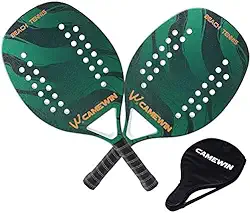 Kit 2 Raquetes Para Beach Tennis Profissional Em Fibra Carbono Com Capas Protetoras - Camewin (Verde)