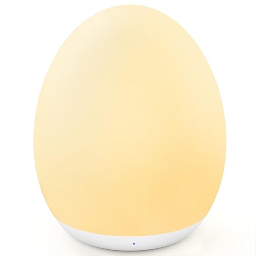 MediAcous Night Light for Kids, Egg Light for Nursery, 7 Colors Changing & Stepless Dimming, Soft Silicone Touch Night Lamp with 1 Hour Timer, Rechargeable Nursery Night for Breastfeeding