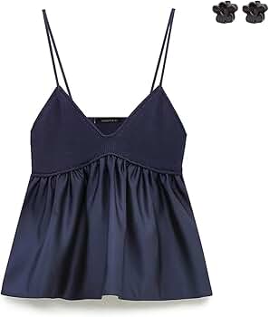 Generic Babydoll Tank tops for Women Summer Stylish V-Neck A