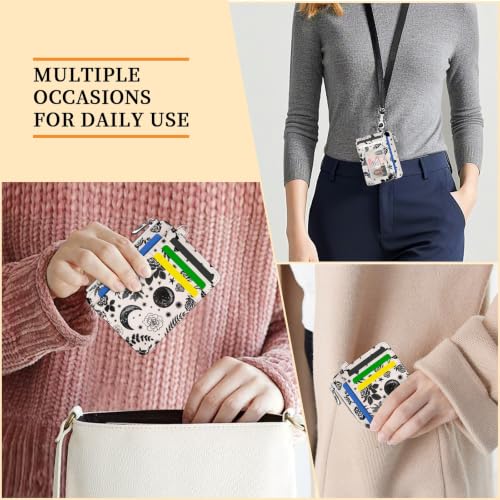 Image of Hancynir Goth Moon Floral Wallet Women Credit Card Holder, Wristlet RFID