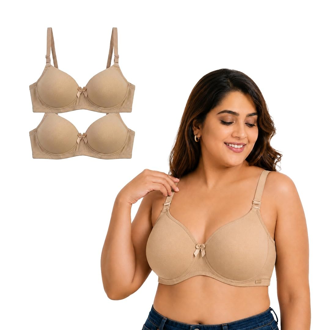 Women’s Lightly Padded Everyday Bra B Cup | Padded | Detachable Straps | Seamless Fit | Transparent Straps Included-picture-33