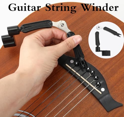 Yeenano Nawijarka strun gitarowych, 1 szt. zestaw do konserwacji gitary 3 w 1, obcinacz strun do gitary, akcesoria do gitary, nawijarki, narzędzie wielofunkcyjne do konserwacji gitary akustycznej i