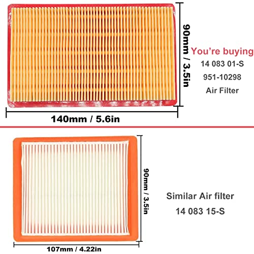 ZAMDOE Air Filter 951-10298 Pre Filter for MTD Cub Cadet SC100 951-14632 for Kohler 14 083 01-S 149cc XT6 XT7 XT149 XT173 XT675 XT800 /350, 450, 550 Series Lawn Mower Engine, with Spark Plug - Image 3
