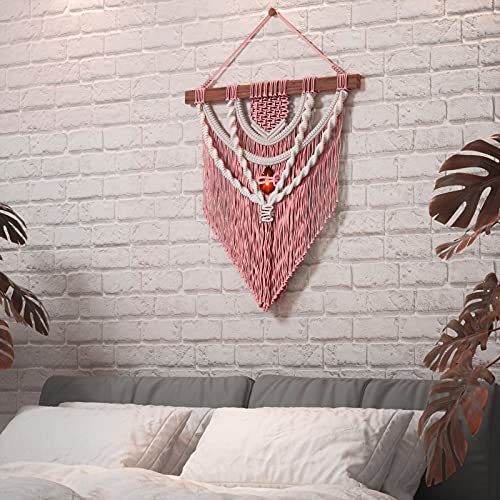 Image of Macrame Cotton Cord 5mm x 109 Yards, ZUEXT 100% Natural Handmade Colorful 4 Strands Twisted Braided Cotton Rope for Wall Hanging Plant Hangers Gift Wrapping Tapestry DIY Crafts(100m, Deep Pink) | 100% Natural Handmade, 4 Strands Twisted Cotton Rope, For Wall Hanging Plant Hangers Gift Wrapping Tapestry DIY Crafts, 100m